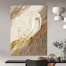 Load image into Gallery viewer, “Neutral Tones with Gold Accents” - Luxe Abstract Art on Canvas DKH1487