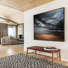 Load image into Gallery viewer, Stormy Landscape Painting on Canvas - “Drama in the Fields” DKH772