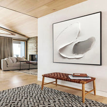 Load image into Gallery viewer, Textured White - Gray “Abstract Shapes” Painting on Canvas, Modern Minimalism DKH912