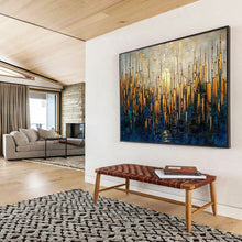 Load image into Gallery viewer, Golden Cityscape Large - scale acrylic painting DLZ172