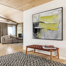 Load image into Gallery viewer, Bold Yellow & Gray Abstract Painting on Canvas - “Urban Spark” DKH595