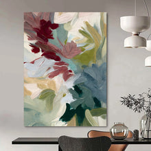 Load image into Gallery viewer, “Soft Pastel Floral Abstraction” - Blush, Green, Blue Flower Art on Canvas DKH1351