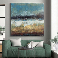Load image into Gallery viewer, Large - Format Blue - Brown Abstract Landscape Acrylic Art for Lake House & Art Studio LargeART0420