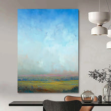 Load image into Gallery viewer, “Hazy Horizon in Soft Blues” Abstract Atmospheric Painting on Canvas, Serene Skyscape Art DKH935