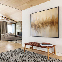 Load image into Gallery viewer, Textured Gold & Beige Abstract - Sophisticated Living Room Art LargeART1538