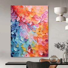 Load image into Gallery viewer, “Colorful Palette Knife Leaves” - Impressionistic Floral Art on Canvas DKH1655