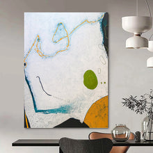 Load image into Gallery viewer, “Organic Shapes & Soft Hues” - White, Blue, Green, Orange Abstract Art on Canvas DKH1107
