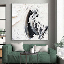 Load image into Gallery viewer, Black - White Textured Strokes Art - Perfect for Industrial - Chic Loft & Zen Meditation Room LargeART0701