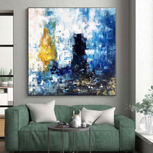 Load image into Gallery viewer, Grand Blue - Yellow Black Abstract Acrylic Art for Urban Loft & Art Bar LargeART0381