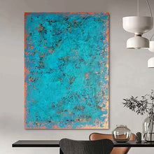 Load image into Gallery viewer, Turquoise & Copper Abstract Painting, Ideal for Coastal Living Room & Art Gallery LargeART2323