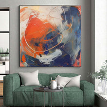 Load image into Gallery viewer, Orange - Blue - White Swirl Art for Energetic Game Room & Creative Studio LargeART0843