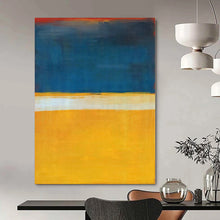 Load image into Gallery viewer, Blue - Yellow Color Block Abstract Canvas Painting, Suited for Bright Kitchen & Creative Studio LargeART1186