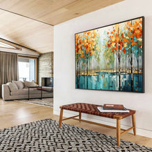 Load image into Gallery viewer, Autumn Forest Reflection Large - scale acrylic painting DLZ163