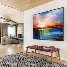 Load image into Gallery viewer, Colorful Sky & Waterfall Abstract Art for Creating an Artistic Atmosphere in Hallways LargeART1596
