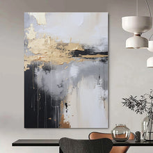 Load image into Gallery viewer, Gray - Gold Drip Abstract Painting, Ideal for Industrial - Chic Loft & Modern Art Studio LargeART1399