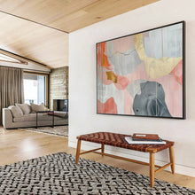 Load image into Gallery viewer, Hand - painted Large - sized Pink and Gray Abstract Shapes Acrylic Art for Contemporary Art Galleries LargeART1761