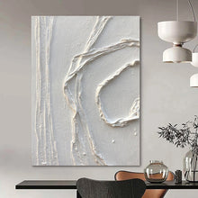 Load image into Gallery viewer, White Textured Curved Abstract Painting, Perfect for Elegant Entryway & Minimalist Office LargeART1348