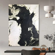 Load image into Gallery viewer, “Black - White Textured Contrast” Abstract Painting on Canvas, Industrial Living Room Decor DKH1047