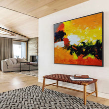 Load image into Gallery viewer, Bold Color Abstract Landscape Painting on Canvas - “Fiery Fields” DKH652