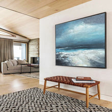 Load image into Gallery viewer, Starry Night Sea Abstract Painting for Coastal Bedroom & Relaxing Lounge DKH111