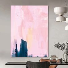 Load image into Gallery viewer, “Pink Haze” - Soft pinks, dark blue, layered brushstrokes, ethereal vibe DTP180