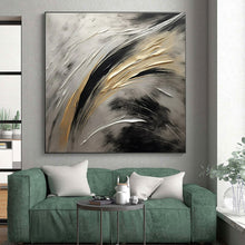Load image into Gallery viewer, Gold - Silver - Black Flow Acrylic Art for Luxury Bedroom & Hotel Lobby LargeART0834