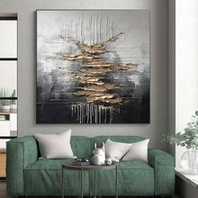 Load image into Gallery viewer, Silver - Gold Textured Streaks Art for Luxury Hotel Lobby & Modern Penthouse LargeART0864