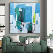 Load image into Gallery viewer, Oversized Blue - Green Urban Abstract Art for City Loft & Modern Office LargeART0465