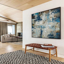 Load image into Gallery viewer, Textured Blue and Gray Abstract Sea Abstract acrylic painting DLZ036
