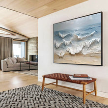 Load image into Gallery viewer, Impasto “Crashing Ocean Waves” Painting on Canvas, Dramatic Seaside Art DKH796