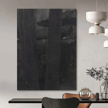 Load image into Gallery viewer, “Muted Black Textures” - Black Abstract Textured Art on Canvas DKH1155