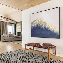 Load image into Gallery viewer, “Gold and Blue Textured Wave” - Luxurious Abstract Acrylic, Great for Luxury Bathroom and Living Room DLZ268