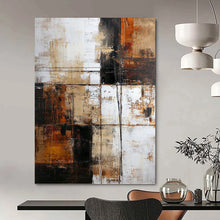 Load image into Gallery viewer, “Textured Industrial Abstract” - Brown, Black, White Abstract Art on Canvas DKH1308