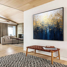 Load image into Gallery viewer, Hand - Painted Golden Forest Canopy Abstract Acrylic Art for Elegant Home Library LargeART1639