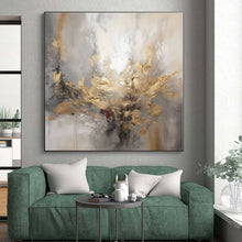 Load image into Gallery viewer, Gray - Gold Abstract Flower Acrylic Art - Ideal for Boutique Hotel Room & Luxury Living Room Decoration LargeART0540