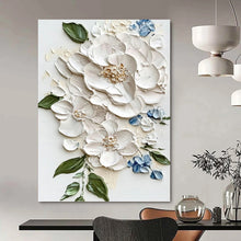 Load image into Gallery viewer, “Elegant White Floral Impasto” - 3D Flower Art on Canvas DKH1388