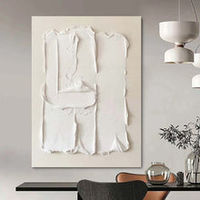 Load image into Gallery viewer, Oversized Hand - painted Textured White Plaster Acrylic Art for Minimalist Bedrooms LargeART0145