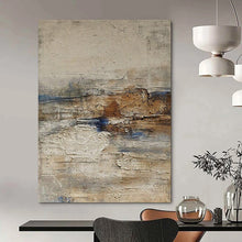 Load image into Gallery viewer, Neutral Textured Abstract with Blue and Brown Art for Coastal - inspired Living Room & Artisanal Café LargeART0969