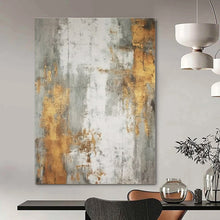 Load image into Gallery viewer, Gray, Gold & White Abstract Canvas Painting 2, Great for Industrial - Chic Bedroom & Modern Hallway LargeART1271
