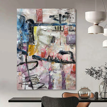 Load image into Gallery viewer, “Colorful Urban Abstract Collage” - Multicolor Abstract Art on Canvas DKH1294
