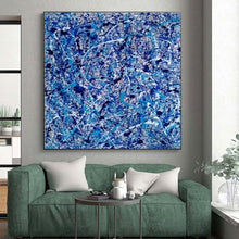 Load image into Gallery viewer, Blue - White Splatter Art for Creative Studio & Eclectic Lounge LargeART0886