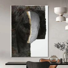 Load image into Gallery viewer, Mixed - Media Abstract Head Art, Earth - Toned Textured Collage for Bohemian Study & Eclectic Gallery Wall LargeART2223