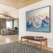 Load image into Gallery viewer, 3D Mountains “Pastel Peaks” Painting on Canvas, Serene Landscape Art DKH902