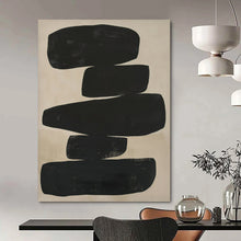 Load image into Gallery viewer, Stacked Black Shapes Abstract Art for Industrial - chic Loft & Contemporary Art Gallery LargeART0936