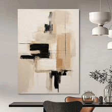 Load image into Gallery viewer, Neutral Geometric Abstract Canvas Painting, Suited for Minimalist Living Room & Contemporary Office LargeART1296