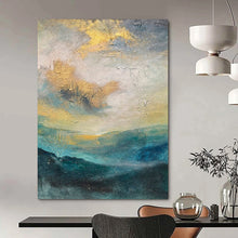 Load image into Gallery viewer, Golden - Sky Abstract Landscape Acrylic Art, Ideal for Living Room & Bedroom LargeART1004