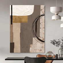 Load image into Gallery viewer, “Neutral Tones with Gold Accents Collage” - Modern Abstract Art on Canvas DKH1516