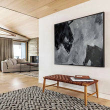 Load image into Gallery viewer, Hand - painted Black and White Geometric Collage Acrylic Art for Contemporary Art Installations LargeART1732