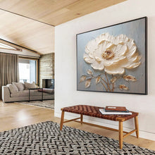 Load image into Gallery viewer, Textured White Flower Large - scale acrylic painting DLZ175