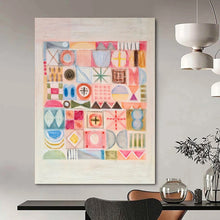 Load image into Gallery viewer, Pastel Geometric Abstract Painting, Suited for Minimalist Nursery & Modern Home Office LargeART1849